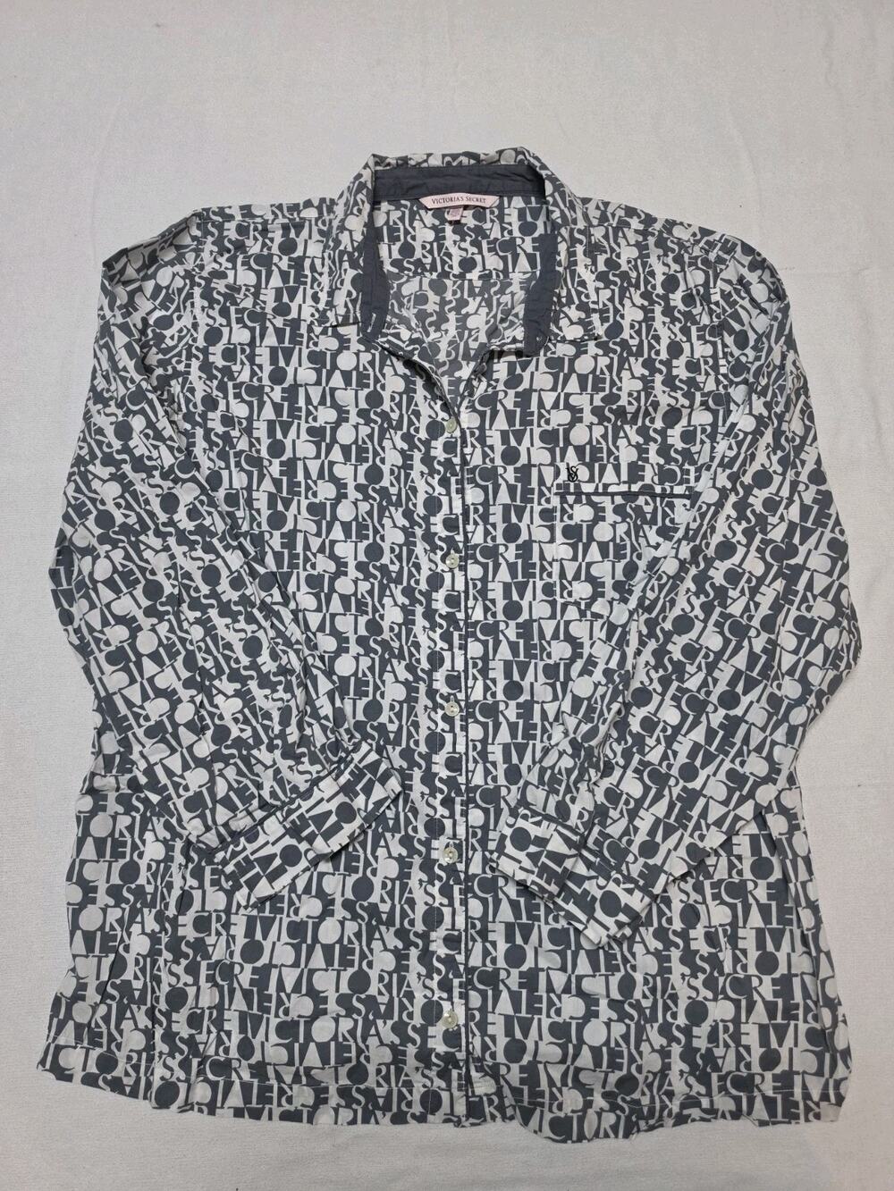 Victoria’s Secret Women’s XL/TG Logo Print Button Front Long Sleeve Pajama Sleep